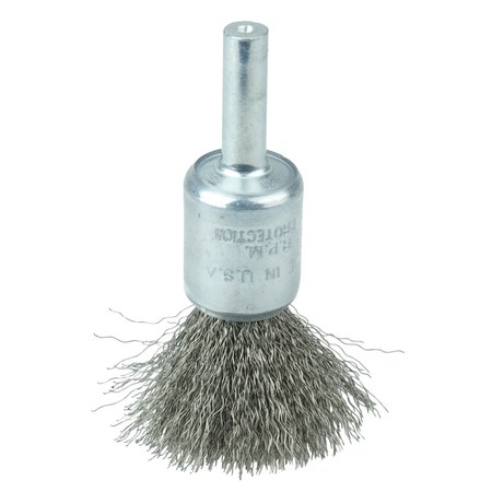 WEILER Coated Cup Crimped Wire End Brush 1/2", .006" Stainless Steel Fill 11010